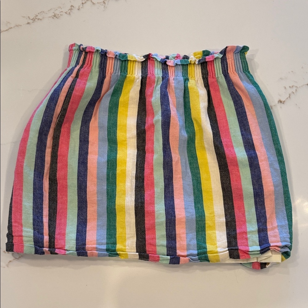 J. Crew Multicolor Striped Elastic Waist Mini Skirt Size 2